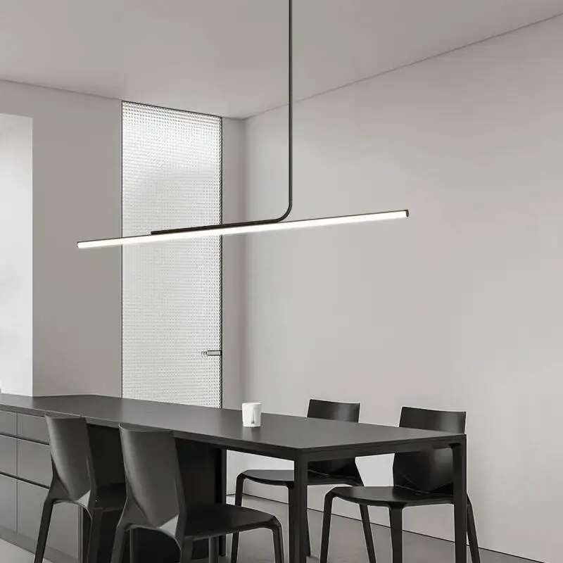 

Modern Black White Pendant Light - LED Chandeliers for Kitchen Island Bar, Straight Line Home Decor Ceiling Fixtures