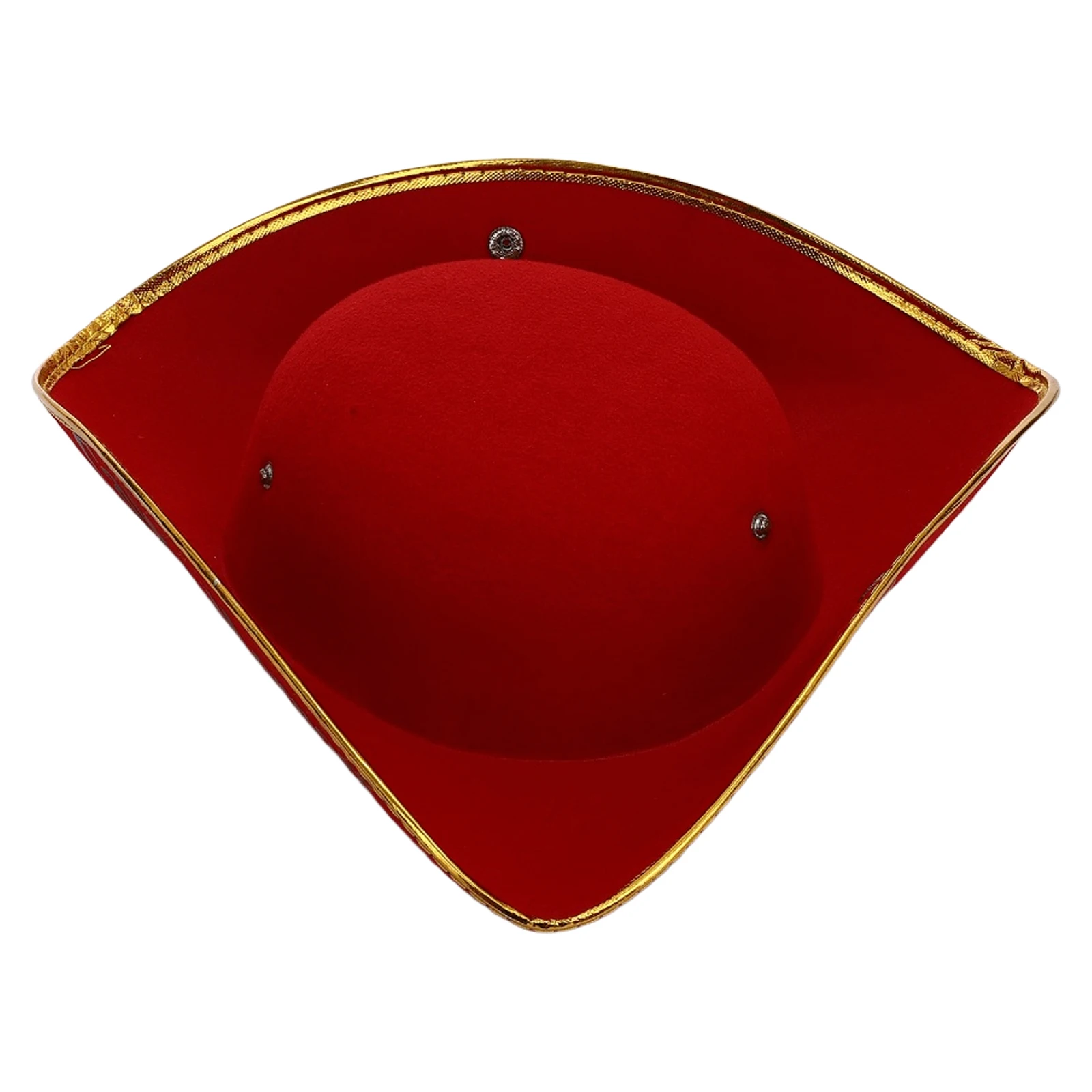 Captain Hat Halloween Pirate Hat Women Men Metallic Brim Felt Colonial Tricorn Cap Halloween Cosplay Carnivals Theme Party Hat