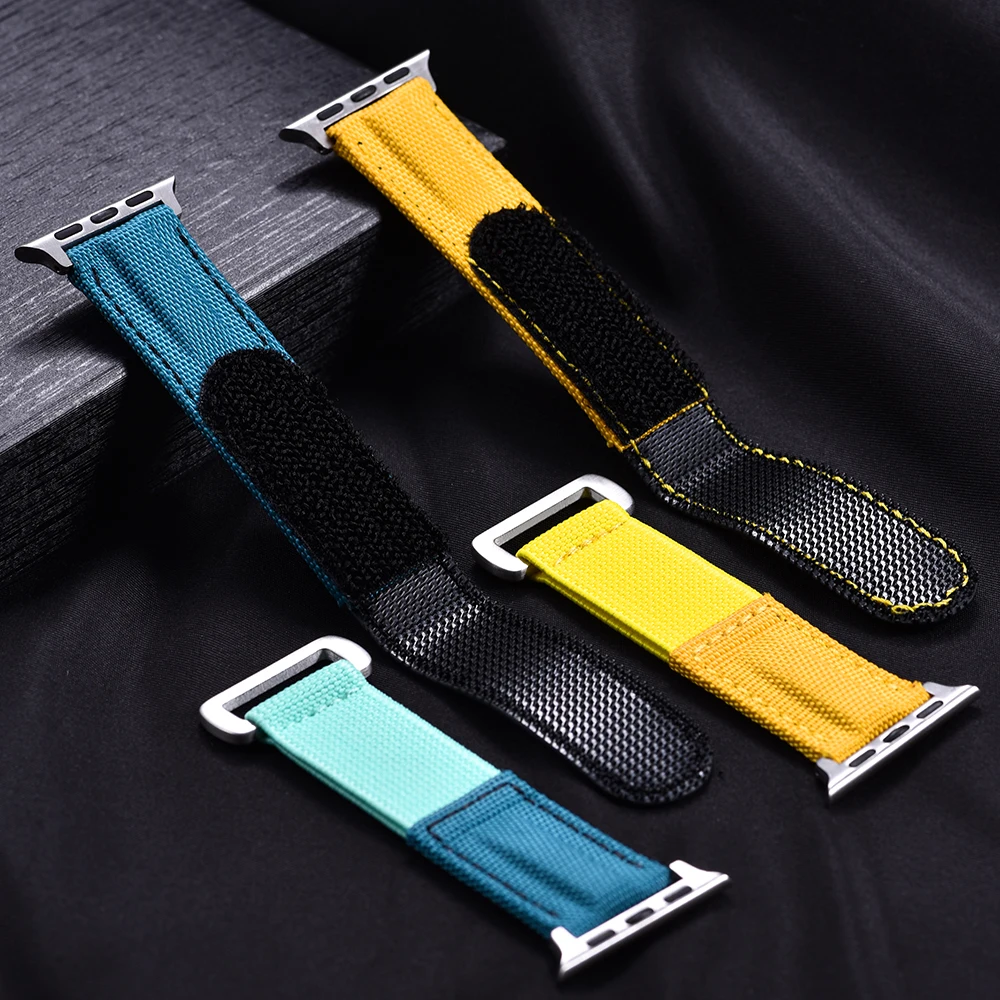 

Nylon+Leather Loop Strap for Apple Watch Band 45mm 44mm 42mm 49mm Sport Fabric Band Elastic Bracelet iWatch Ultra 8 7 6 SE 5 4 2