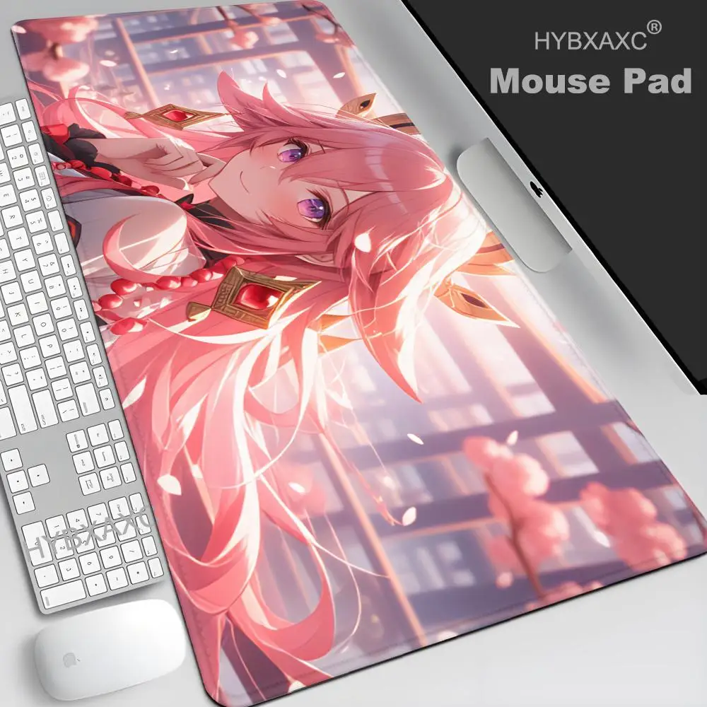 

HYBXAXC Kawaii Anime Girl Large Mouse Pad 90x40cm Pink Sakura Pastel Art Study Non-Slip Desk Mat for Japanese Aesthetic Laptop