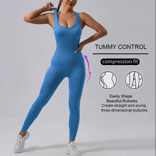 Imagen 2 del producto WAREBALL Sports Running Studio Mono deportivo de color sólido para mujer, sin costuras, de alta elasticidad, para Yoga y Fitness