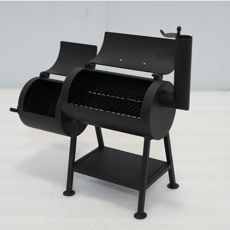 Mini Smoke Grill Small Pellet Grill Outdoor Portable Small Grill Mother and Child Double Barrel Smoke Grill