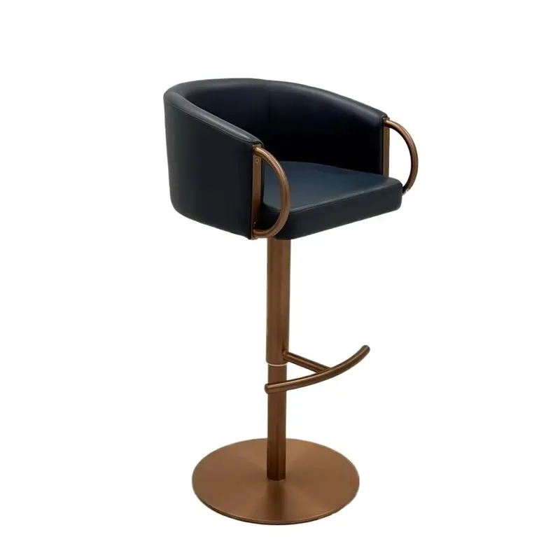 Luxury Household Bar Stool Lightweight High Back Design Adjustable Height Swivel Function Modern Kitchen Counter Chair