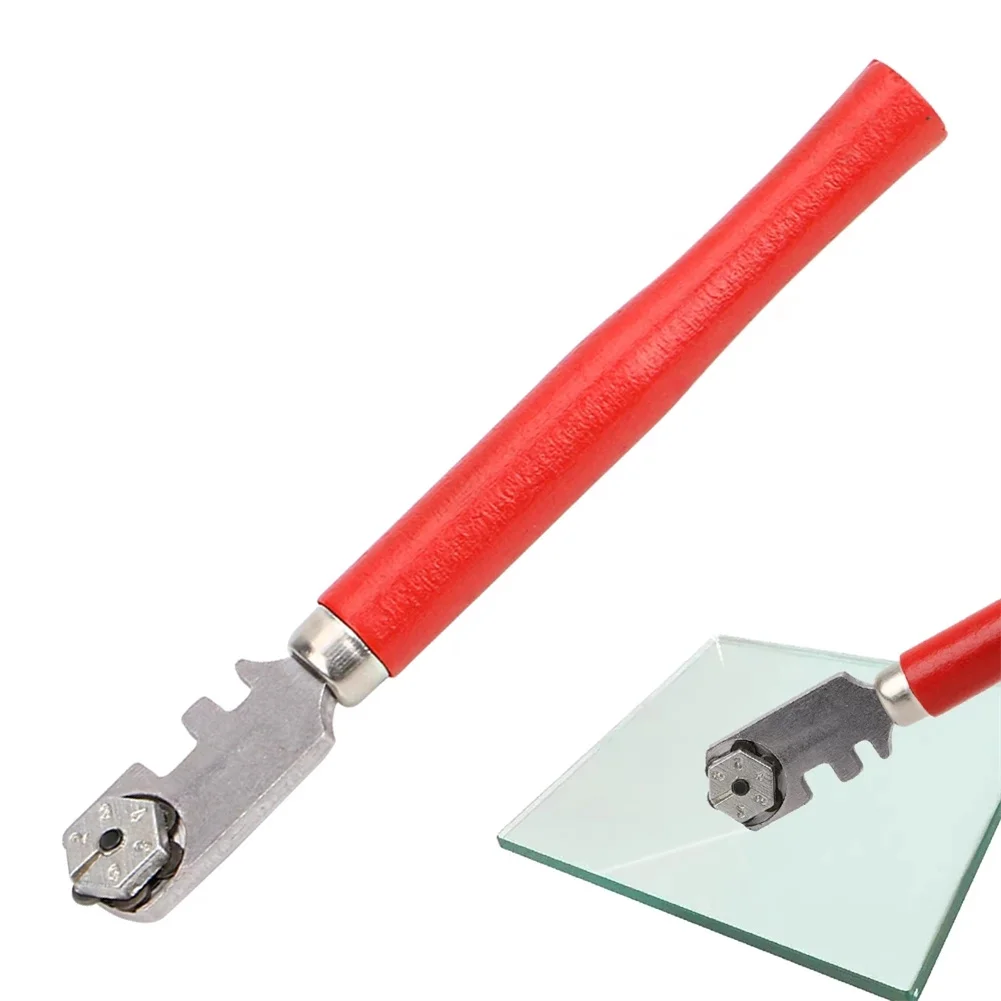Cortador de vidrio con diseño de 6 ruedas, cortador de vidrio, fácil de operar para el hogar, mango de trabajo de corte, Material de madera, 1 pieza