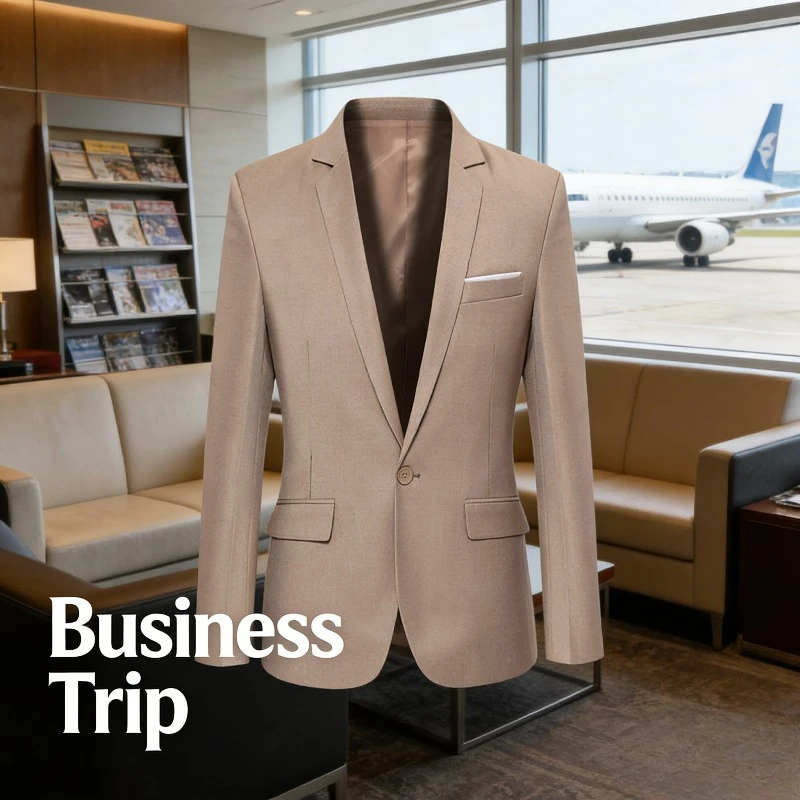 Slim Fit Men Business Jacket Korean Style Formal Suit Casual Single Blazer for Wedding Office