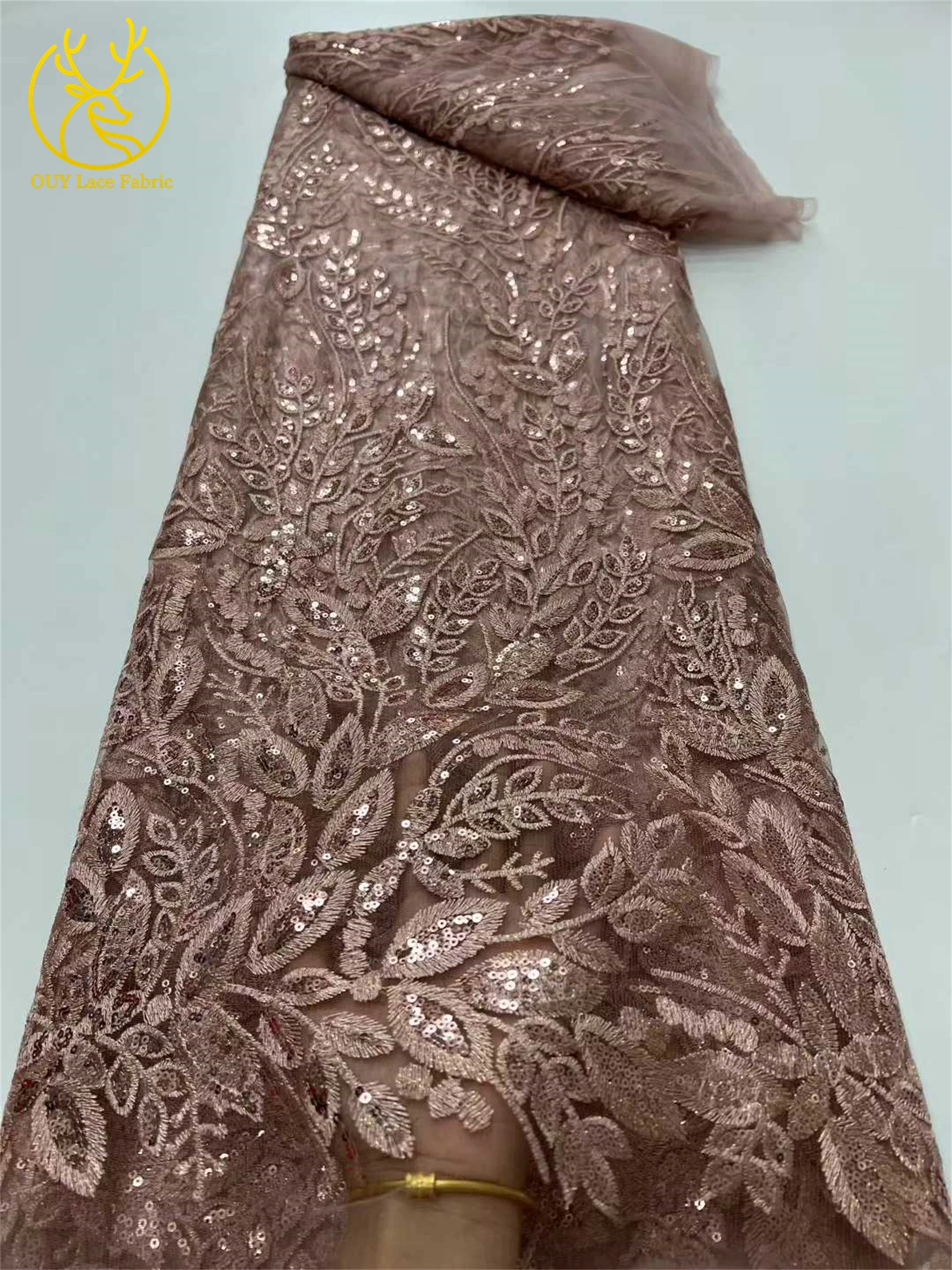 Hot-Selling African Groom Embroidered Lace Fabric 2025 High-Quality French Nigerian Sequined Evening Lace Fabric Evening Gown