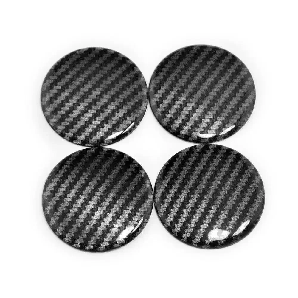 Carbon Pattern Style Set Stickers Kit 56mm Emblem Wheel Cover Decor Aluminum Hub Accessories Exterior 4pcs Durable