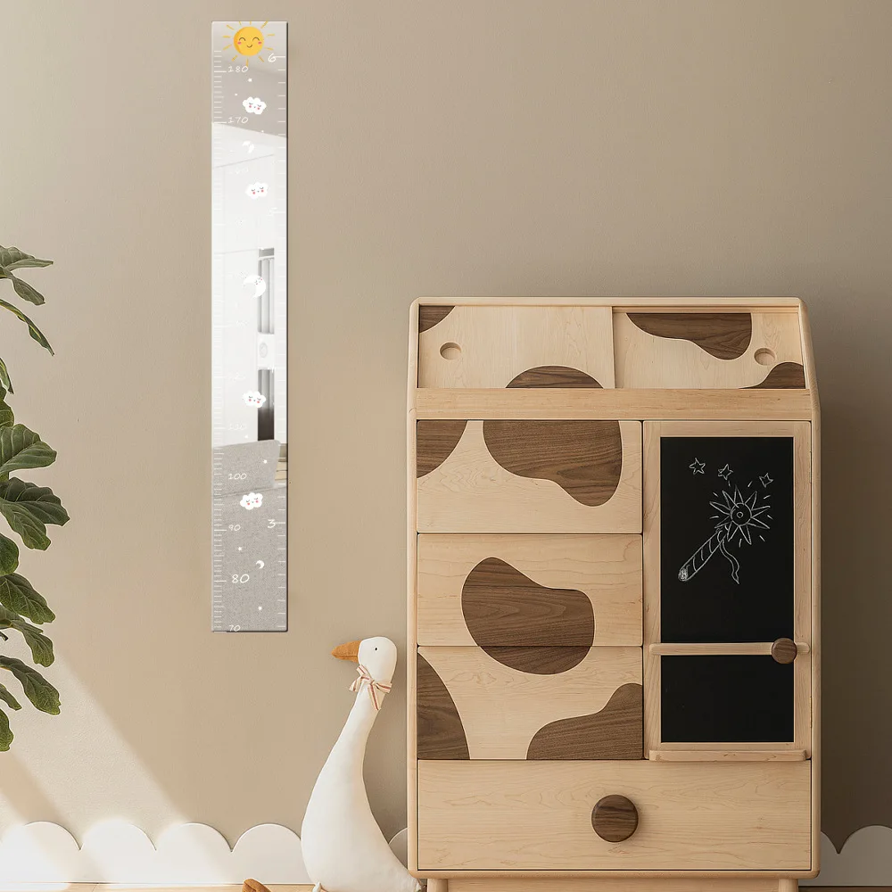 

Acrylic Puzzle Mirror Growth Chart Shatterproof Measuring Tape Kids Height Mirror Ruler with Tape Measure with Cartoon Sticker