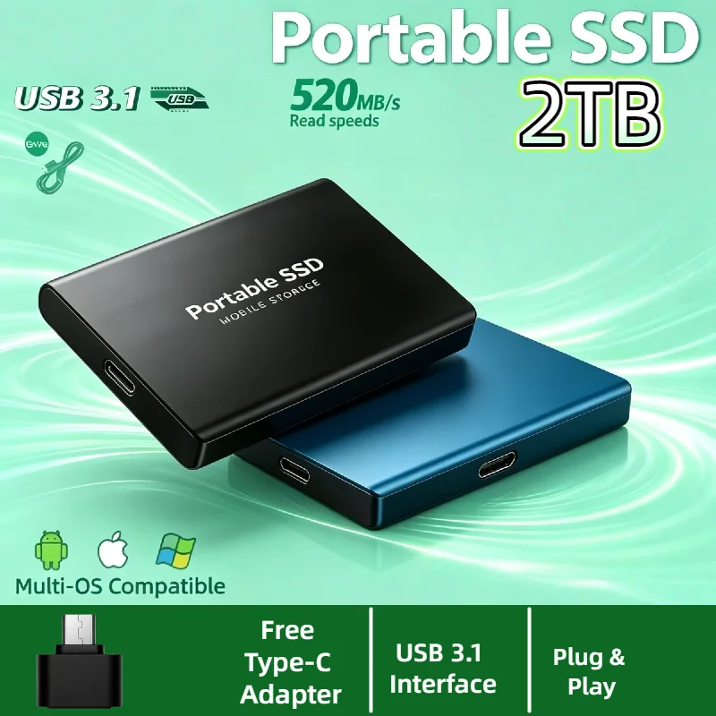 

T5 Mini Original Genuine Portable External High Speed SSD 2TB USB 3.1 Solid State Drive Large Capacity Flash Memory Disk