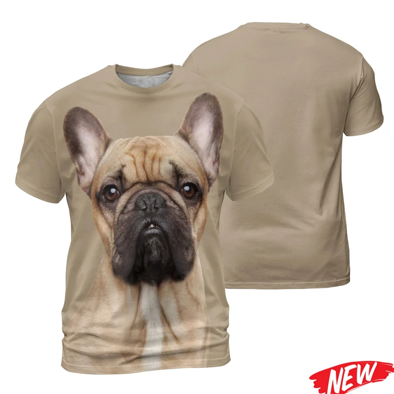 Cute Bulldog Pattern T Shirt For Men Women New 3D Printed Animal Pug Dog T-Shirt Summer Street Short Sleeve Oversized Tee Shirts