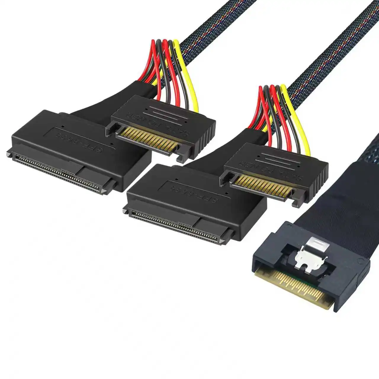 PCI-E Slimline LP Low profile SFF-8654 8I 74P to 2X SFF-8639 U.2 U2 with 15P SATA power NVME for SSD Cable