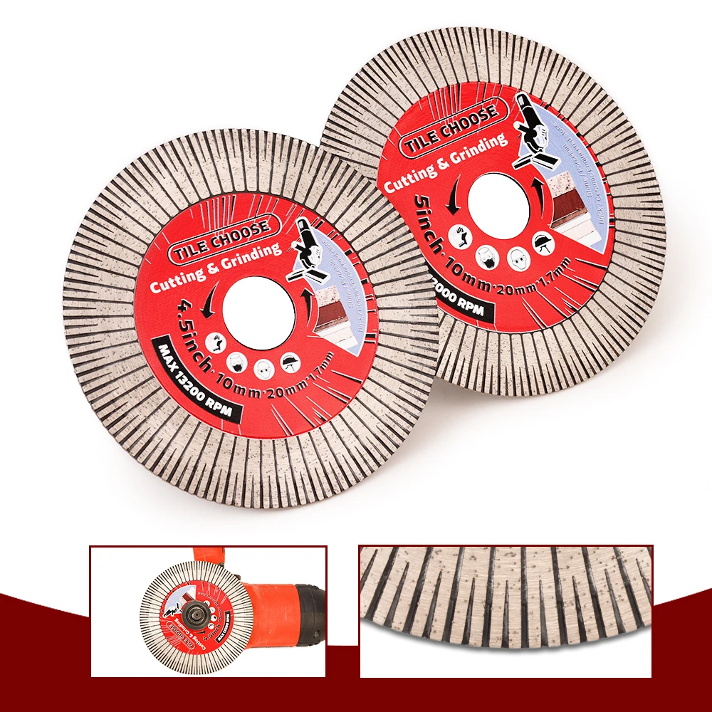 Casaverde 115mm-125mm Tile Saw Blades Turbo Porcelain Diamond Disc Cutting And Grinding for Ceramic Porcelain Tile Granite Marbe