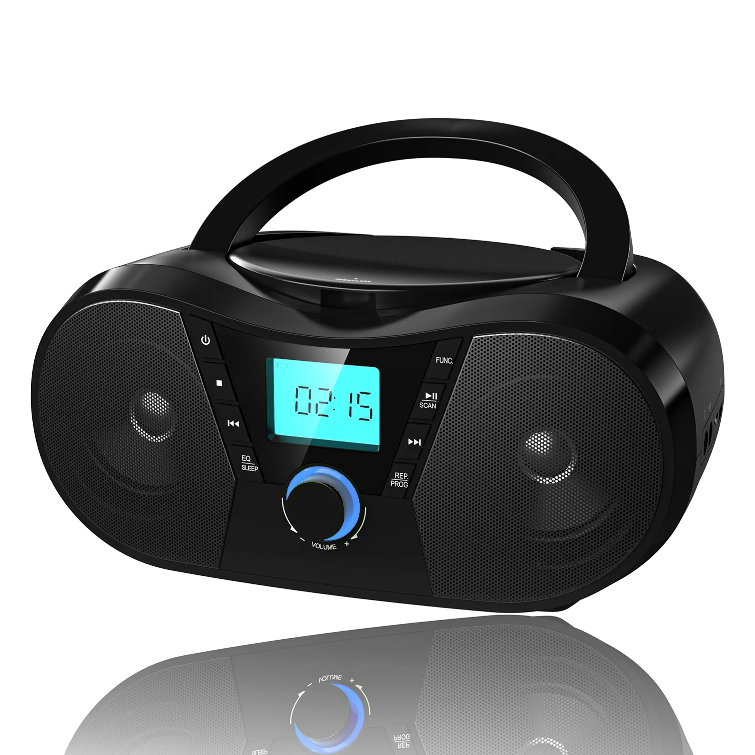 Multi-Functional CD player, USB player, Dual stereo speakers, Remote control, Bluetooth speakers, FM Radio