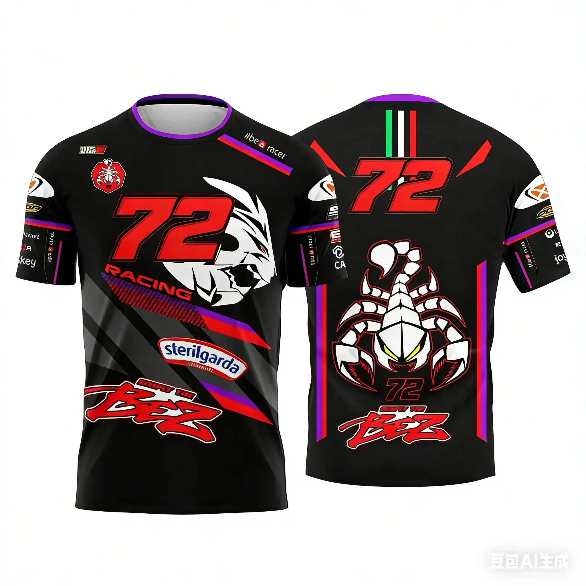 Image of 2026 Neues Motorrad-Renn-T-Shirt 3D-Druck Herren Sommer Casual Kurzarm-Oberteil Schnelltrocknend Atmungsaktives Gewebe für Training