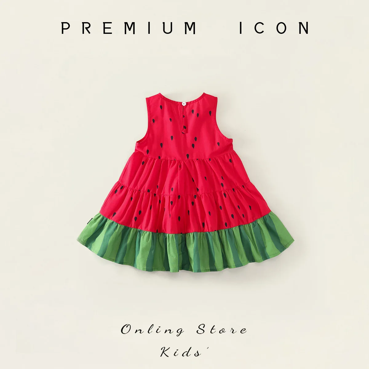 فستان بناتي بدون أكمام من البطيخ الأحمر بدون أكمام لصيف 2025 فستان ربط الرياح الحلوة الجديد للأطفال المتوسطين والصغار