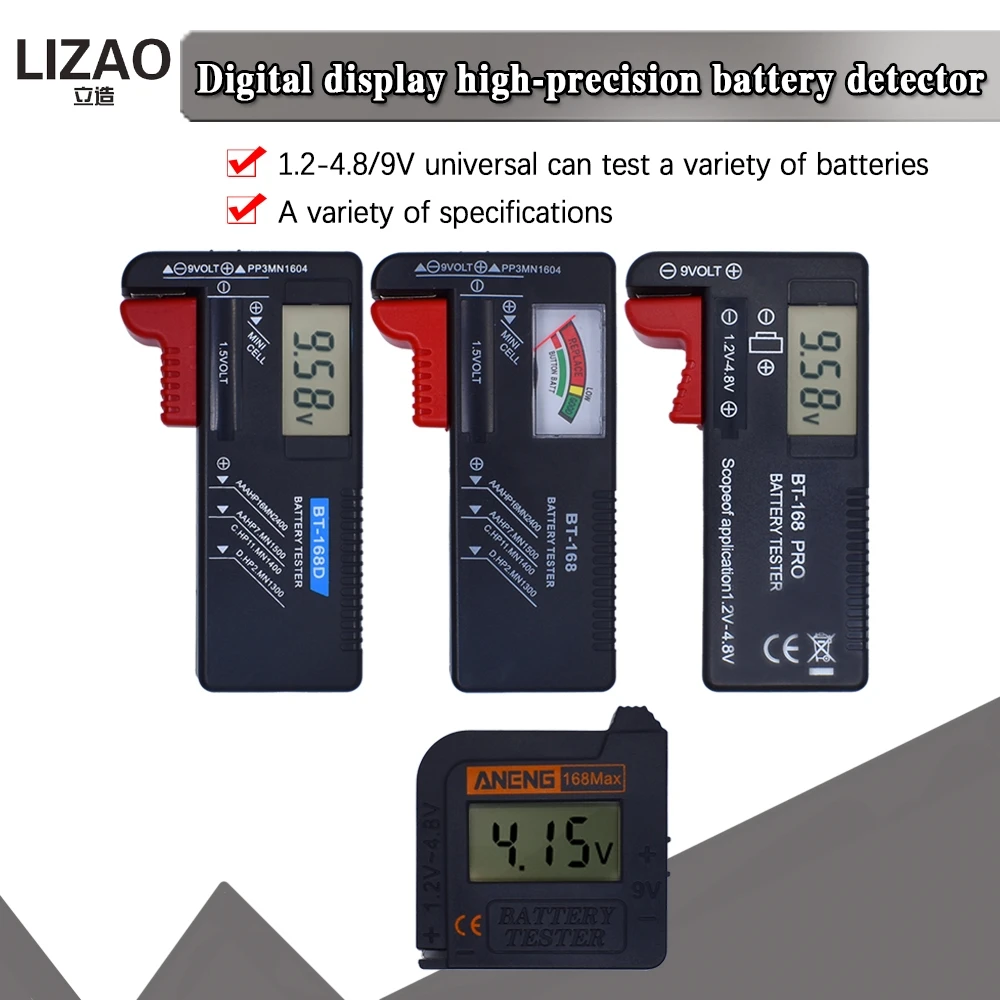 official AN-168 Digital Lithium Battery Capacity Tester Checkered load analyzer Display Check AAA AA Button Cell Universal test