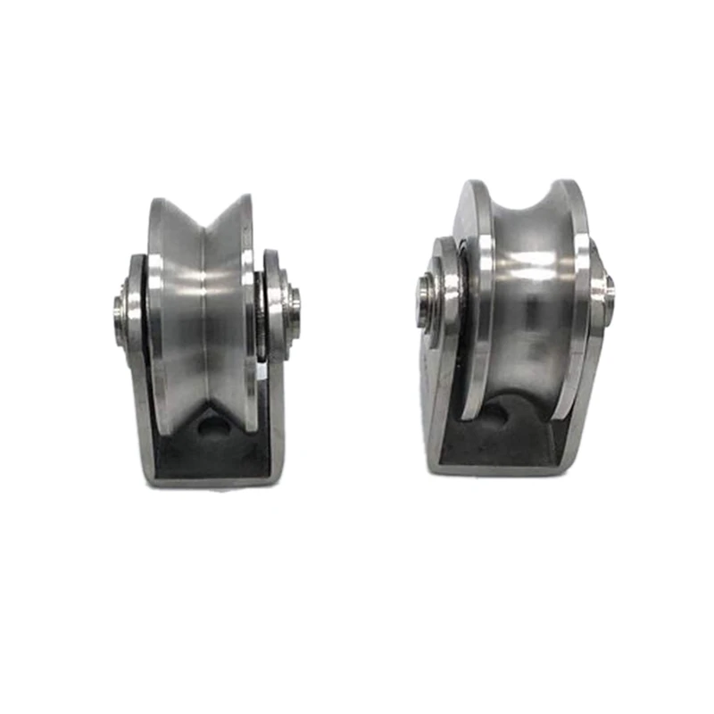 

2Pcs 2 Inch Roller Wheel Bearings V /U Groove Pulley Wheels Detachable Heavy Duty Grooved Wheel For Material Handling