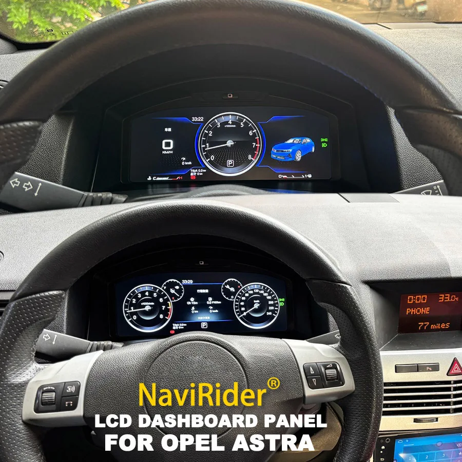 12,3-Zoll-LCD-Instrumententafel für Opel Astra 2004–2010, digitales Armaturenbrett, Cluster-Tachometer, virtueller Cockpit-Drehzahlmesser, Kilometerzähler