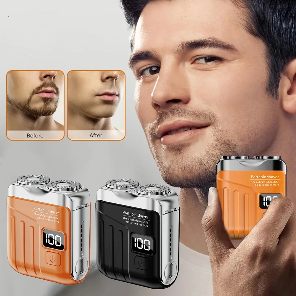 

Мини-электрическая умная бритва для мужчин, USB перезаряжаемая электрическая бритвенная машина с двумя лезвиями, триммер для бороды, бытовая автомобильная бритва
