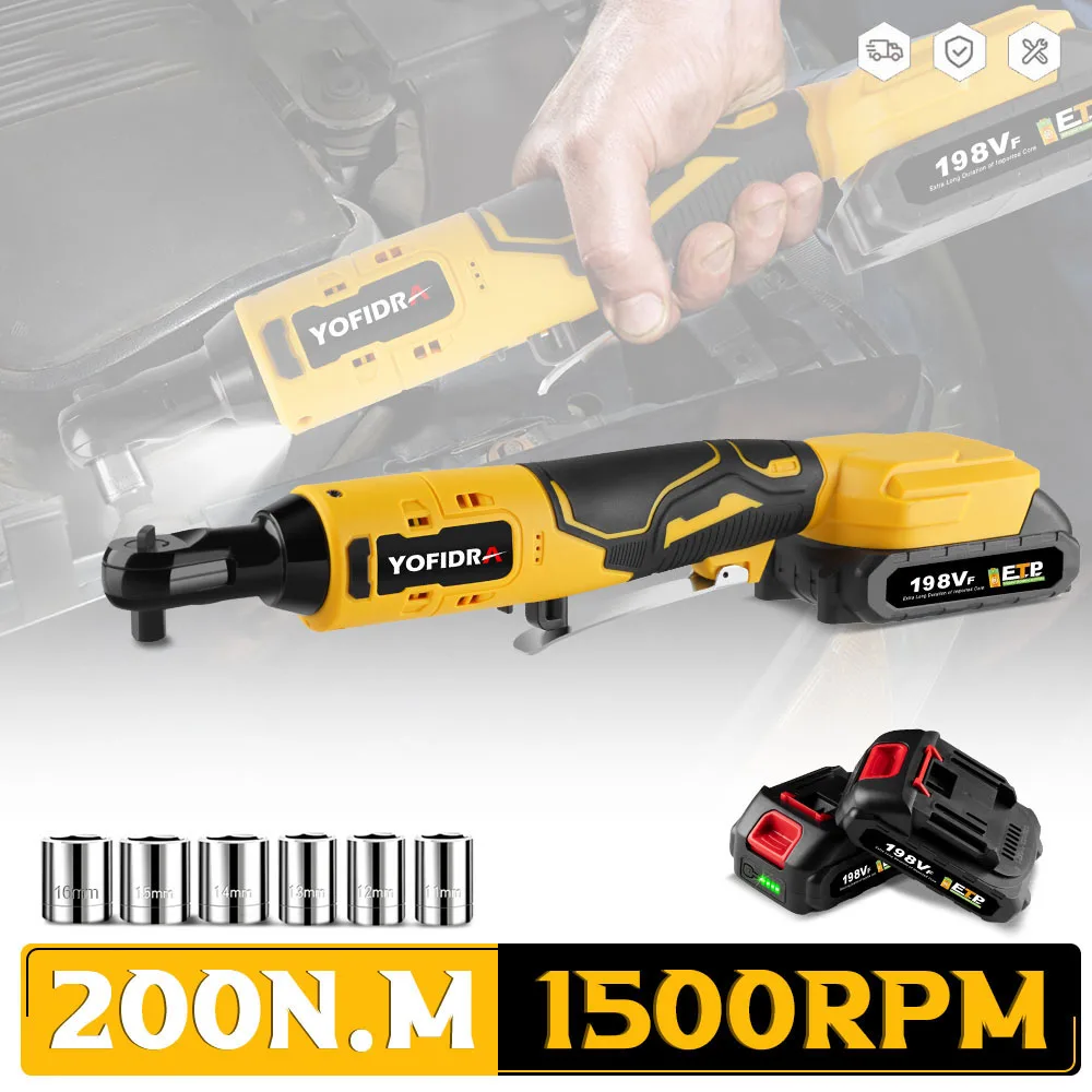 Conjunto de Chave Catraca Elétrica sem Fio Ferramenta Elétrica para Reparação Automóvel Eficiente Parafuso de Remoção Porca Bateria 18v 200nm 8