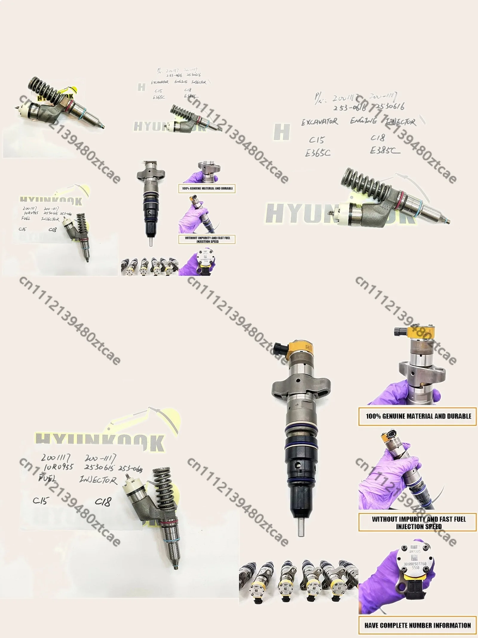 Injector 253-0616 2530615 200-1117 10R0955 10R-0955 for C15 C18 E365C E358C Fuel Injector