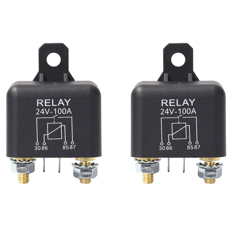 2X Car Truck Motor Automotive Relay 24V 100A Continuous Type Automotive Car Relays Replacement