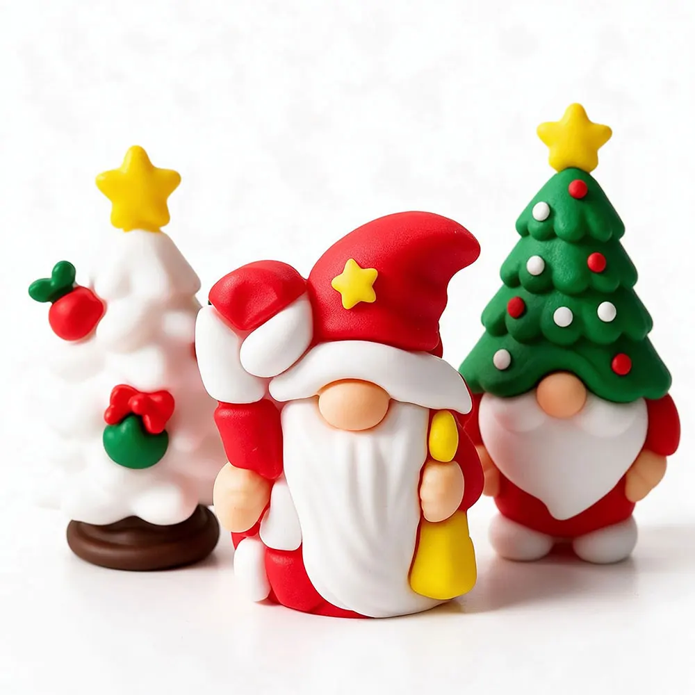Mini Christmas Gnome Figurines Cute Santa Doll Soft PVC Desktop Ornament Micro Landscape Cake Topper Xmas Holiday Decor Gifts