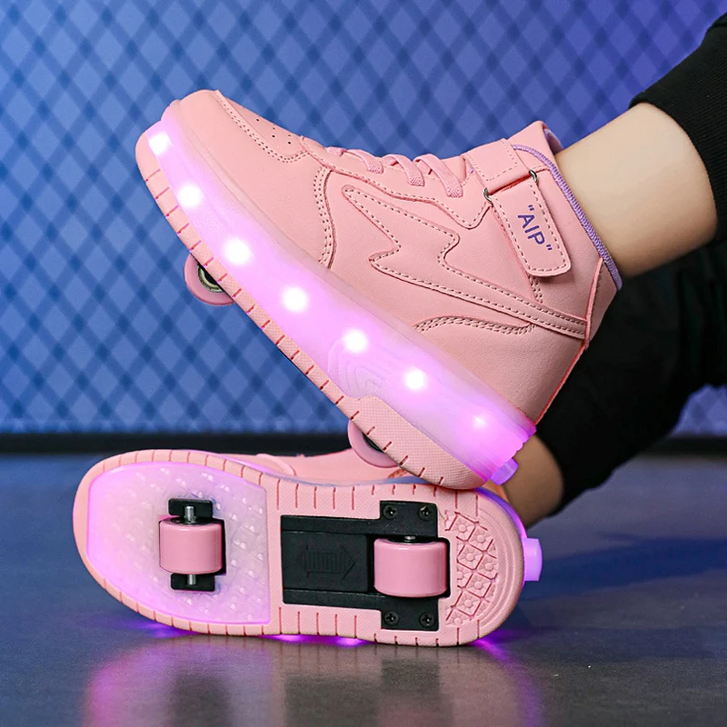 New Trend Roller Skate Shoes Kids Girls LED Light Sneakers With Two Wheels Sports Toy Gift Games Children Boys Glowing Sneakers