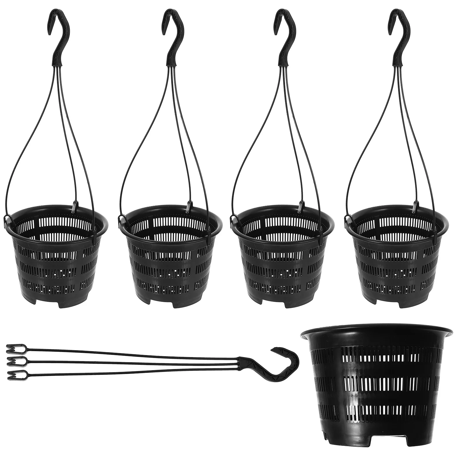 

5Sets Plastic Hanging Flowerpot Space Saving Hanging Plant Pot for Garden Balcony Decoration Household Orchid Planter Decorative