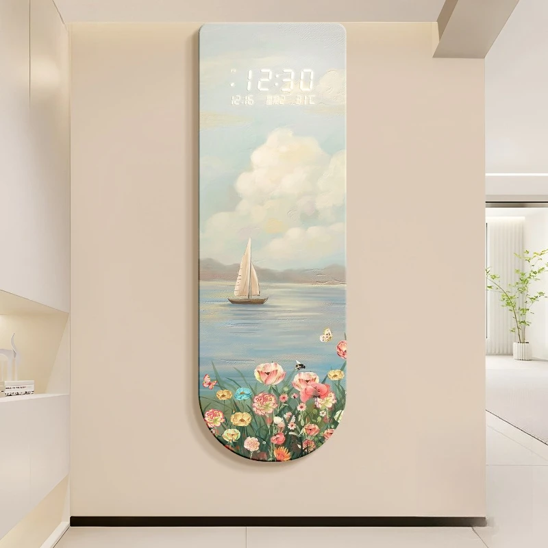 Cream Wind Wall Clock High-End Creative Modern Digital Clock Hanging Painting Часы Настенные Большие Living Room Furniture