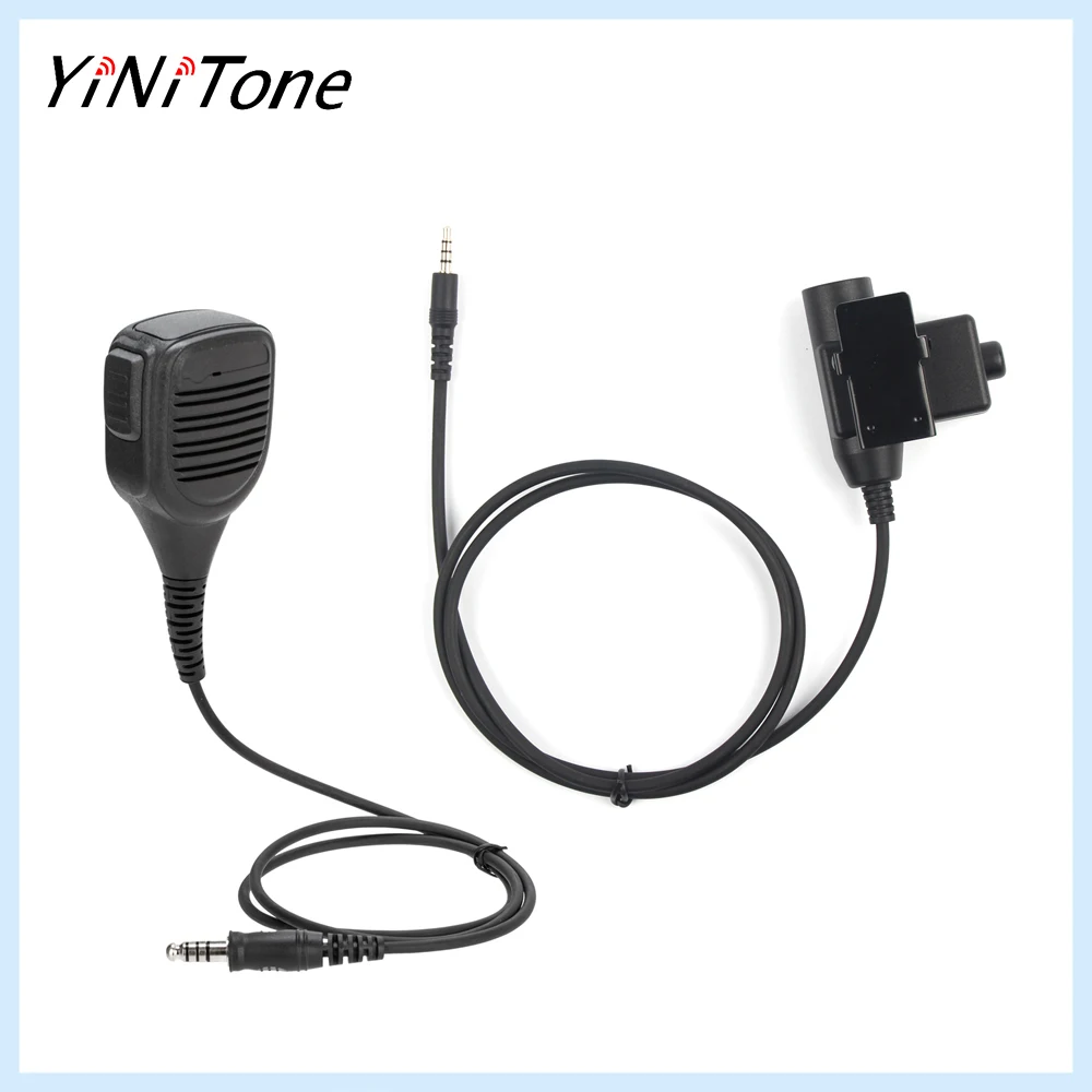 Ham Radio 7.1mm NATO Adapter Speaker Microphone with U94 PTT For 3.5mm Jack iPhone Samsung HTC Cellphone