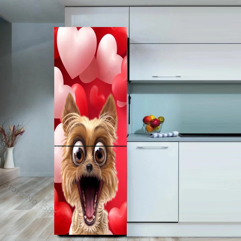 3D Fridge Sticker Customizable Giraffe Funny Cat  Poster Vinyl PVC Waterproof Home Decoration Kitchen Refrigerator Mural Sticker