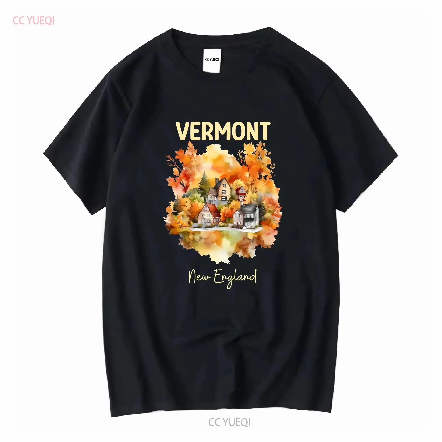 

Осенняя футболка Vermont New England для отпуска и путешествий, осенняя винтажная стираная модная футболка с длинными или короткими рукавами, мягкая homme