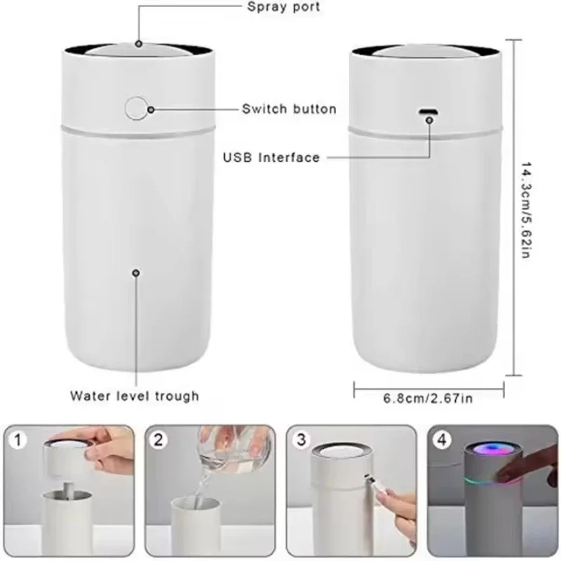 320ML Air Humidifier Portable Mini USB Aroma Diffuser With Cool LED Light Mist For Bedroom Home Car Plants Purifier Humificador