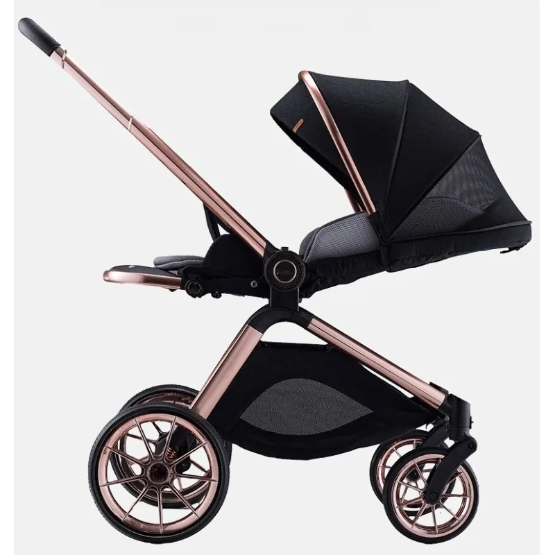 Lightweight Baby Stroller Multifunctional Baby Stroller, Two-way Foldable and Adjustable Backrest Luxury Baby Carriage