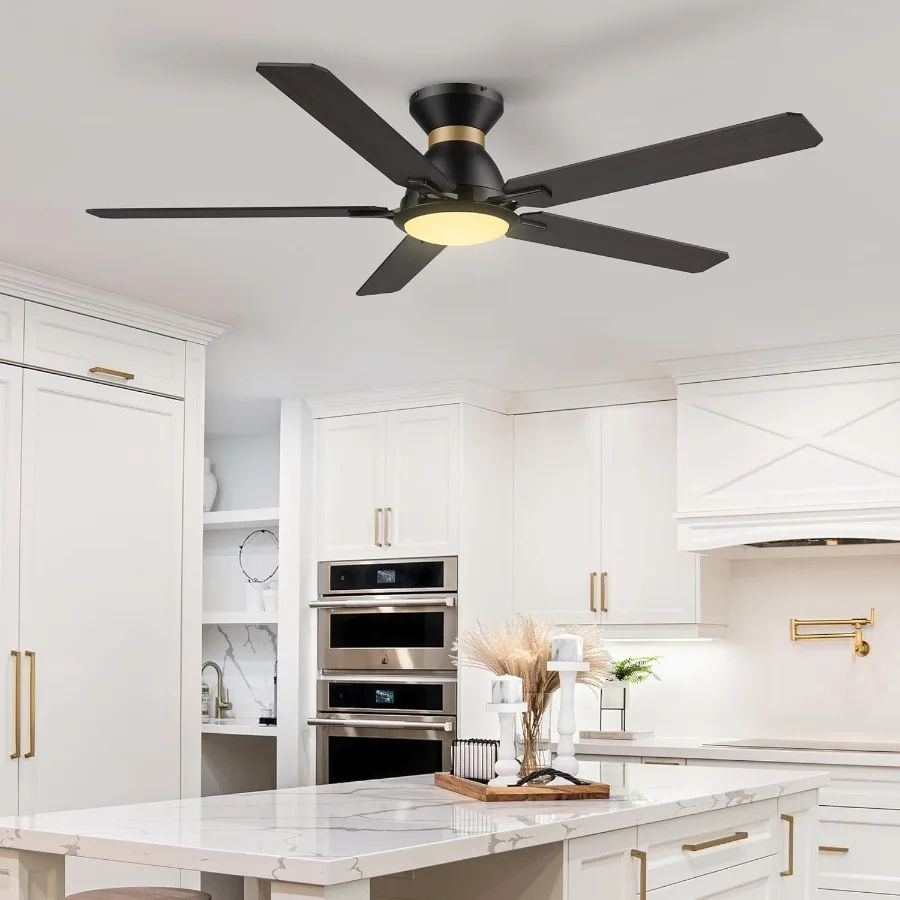 52 Inch Low Profile Ceiling Fan with Integrated Lights and Remote Control Smart Ceiling Fan with App and Voice Control via Alex