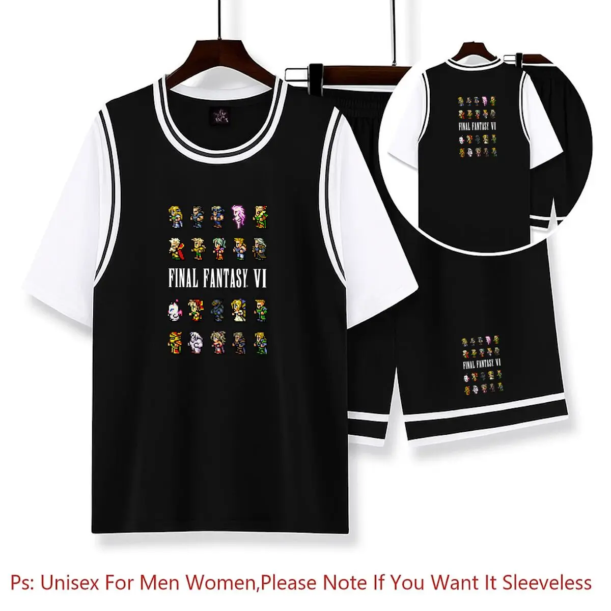 

Final-Fantasy-6-VI---Sprites-PIXEL-SPRITE----Classic Basketball Shirt Sets Unisex Basketball Jersey Quick Dry Tshirts Special