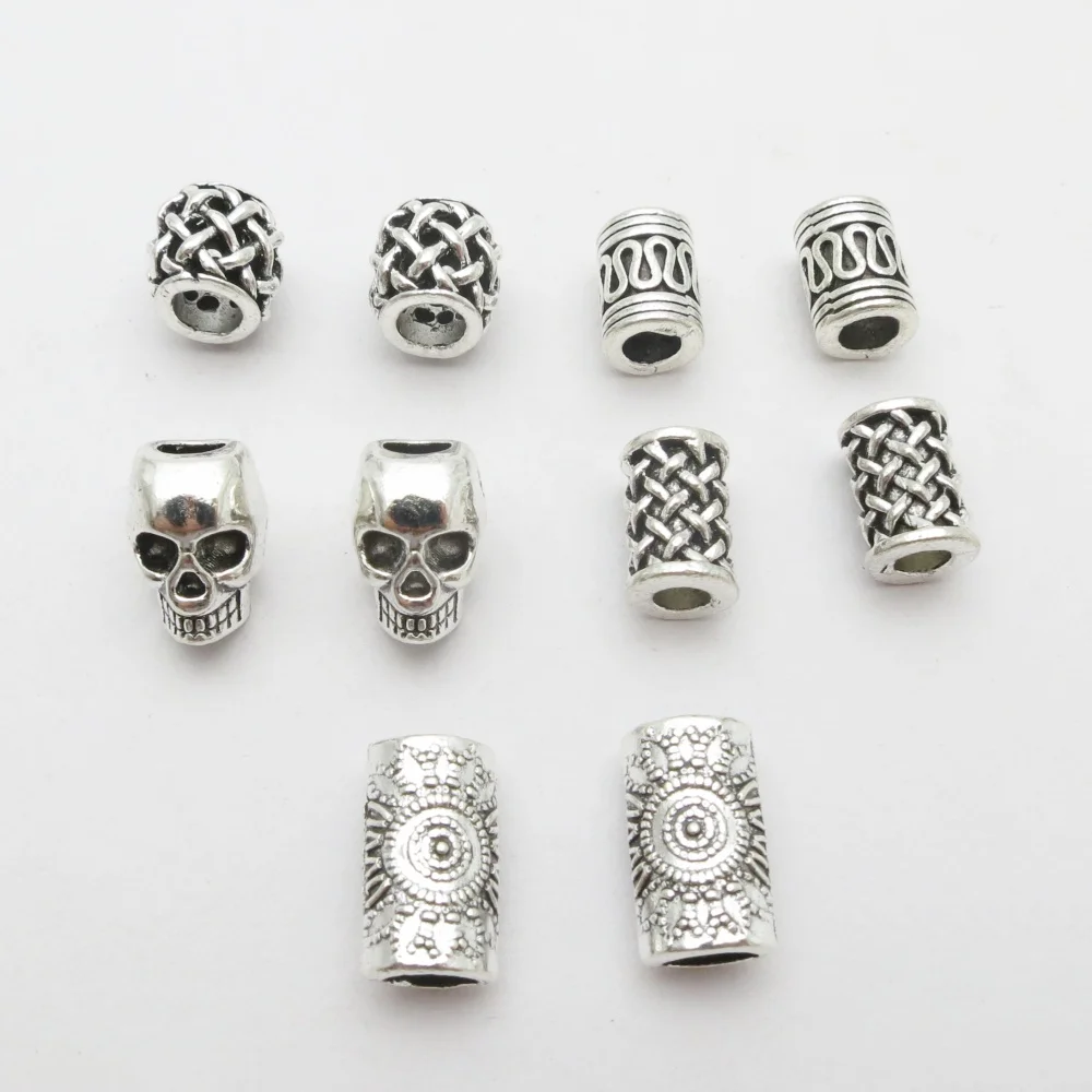 10pcs Skull Helmet Viking small Hole Beads Hair Braid Dreadlock Beard Bead Pendant DIY Necklace For Jewelry Accessory