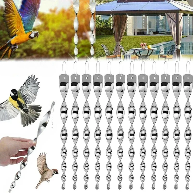 

30Pcs Agricultural Scare Bird Garden Ornaments Decor Bird Repeller Rotating Rod Wind Reflective Spiral Deterrent Control Device