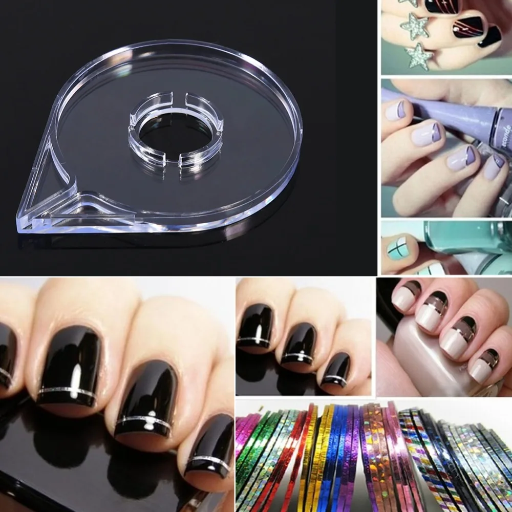 6pcs Easy Use Nail Art Striping Tape Holder Portable Line Sticker Storage Box Nail Tape Roller Case DIY Nail Line Decoration