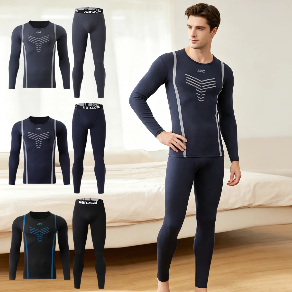 2/4 Men's Set Autumn/Winter Warm Solid Color Letter Multi Color Gradient Warm Comfort Fashion Home Sweat Absorption LeisureTrend