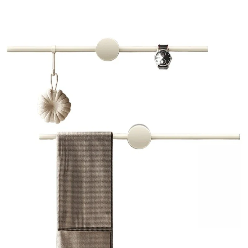 All copper non-punching towel rack toilet bathroom towel bar cream wind single rod hook