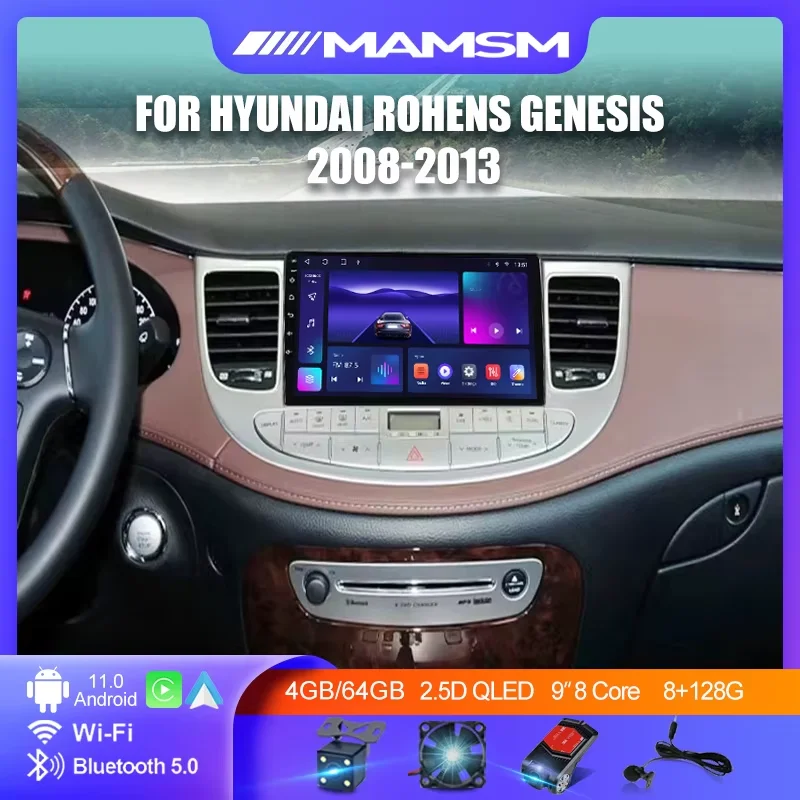 Android 12 For Hyundai Rohens Genesis 2008 - 2013 Car Multimedia Player Wireless Carplay Auto GPS Navigation Stereo Car Radio