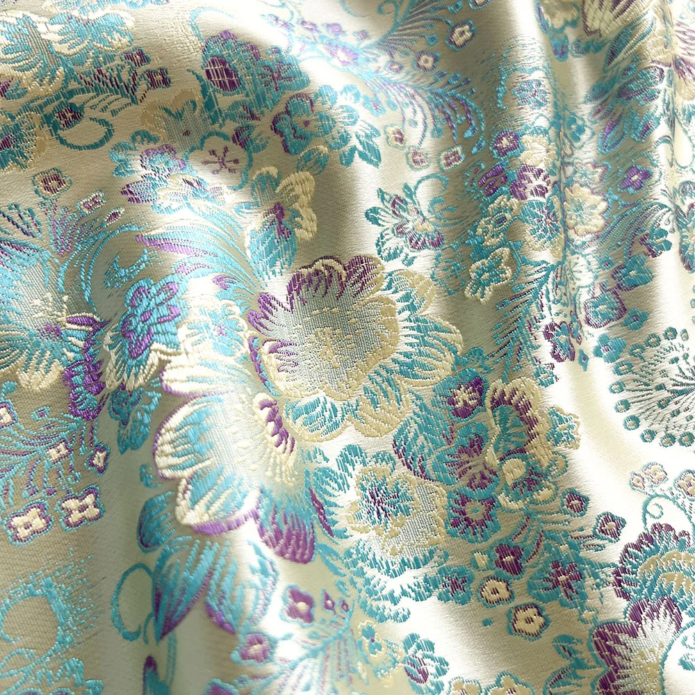 Damask Satin Brocade Jacquard Fabric Vintage Floral Vein For Sewing Coat Curtain Tablecloth Sofa Cushion And Skirt Clothing