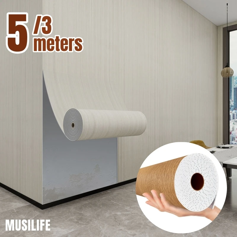 

Faux Wood Grain Self-Adhesive Foam Wallpaper for Living Room Kitchen Wall Decor Vinyl Peel & Stick Wall Paper DIY Installation