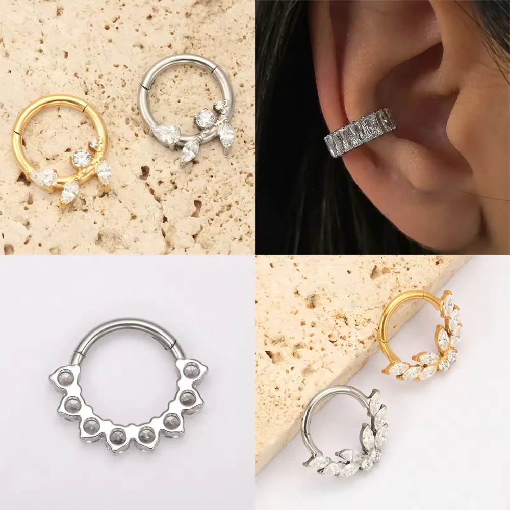F136 Titanlegierung, hochwertiger Luxus-Ohrring mit Scharnier, modischer und eleganter Stil, Nasenseptum-Ring, Körperpiercing-Schmuck – Detail 8