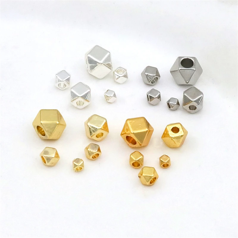 BoYuTe (100 Pieces/Lot) Alloy Multi‑Faceted Cut Spacer Beads Polygonal Loose Beads DIY Bracelet Necklace Jewelry Making Findings
