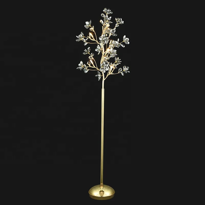 Nordic simple personality new living room study bedroom LED lamp vertical branch floor lamp crystal