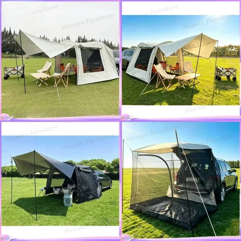 For Car Rear Trunk Tent Outdoor Camping Self Driving Tour BBQ Sunshade Rainproof Multi Person Auto Tailgate Awning Shelter