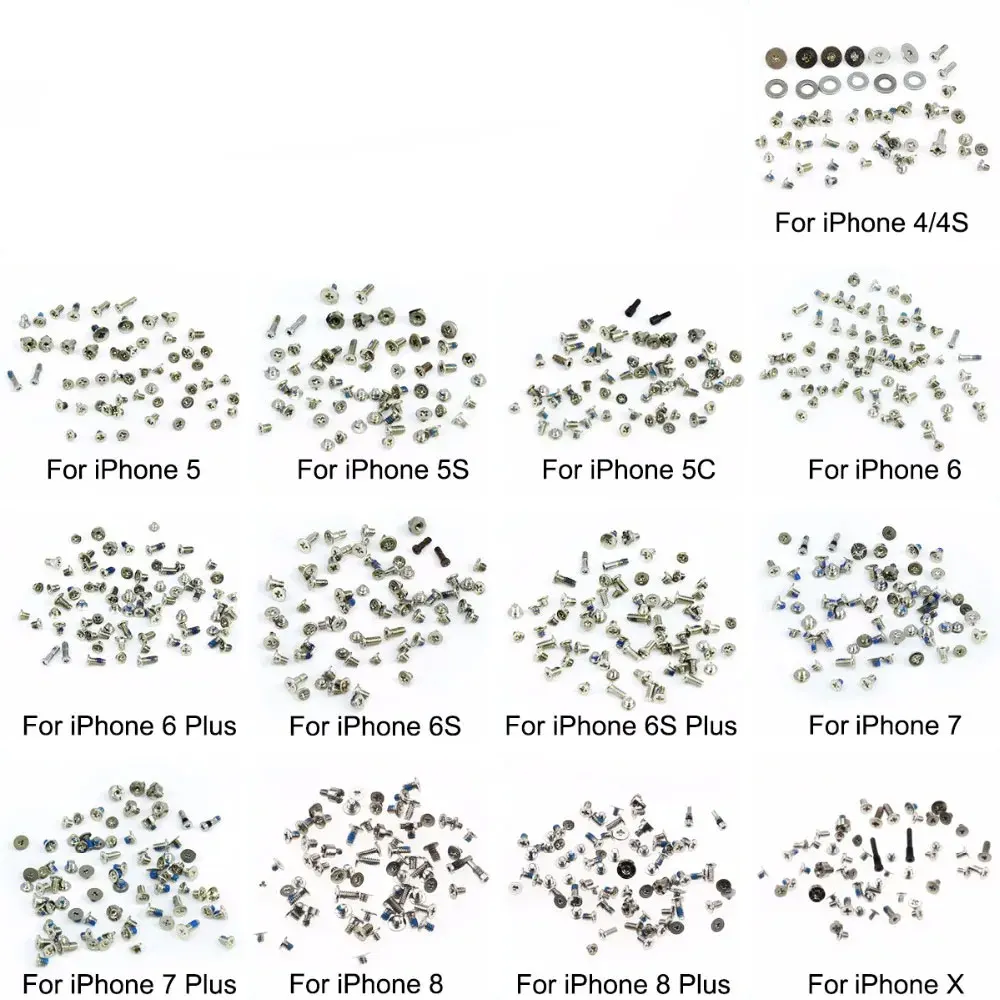 JCD Screws Full Screw Set for iPhone 4 4S 5C 5S 5G 6G 6s 6 7 7P 8 8 plus X Repair bolt Complete Kit Replacement Parts